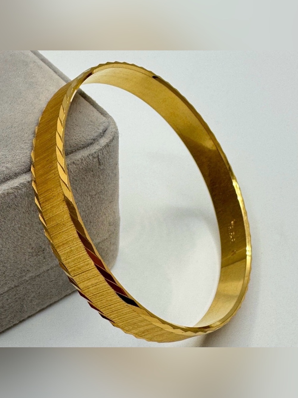 Crown Trifari Gold-Tone Hinged Bangle Bracelet Brushed Finish